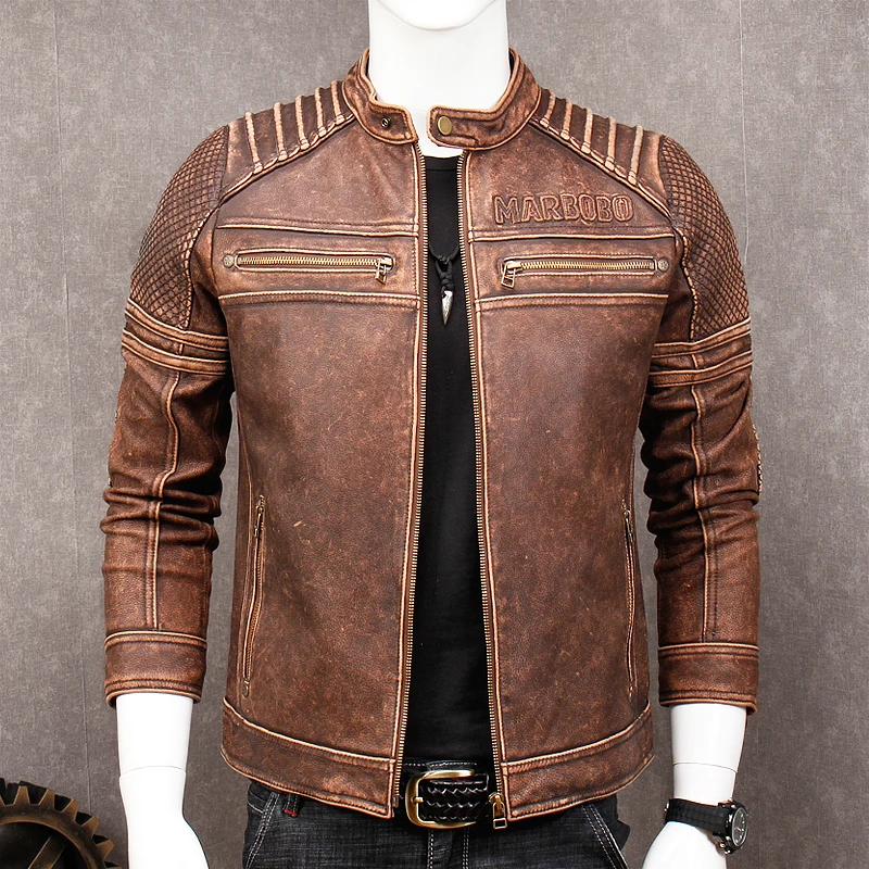 HARLEY DAMSON Vintage Brown Men Biker's Leather Jacket Plus Size XXXL Genuine Cowhide Slim Fit Short Motorcycle Leather Coat
HARLEY DAMSON Vintage Brown Men Biker's Leather Jacket Plus Size XXXL Genuine Cowhide Slim Fit Short Motorcycle Leather Coat