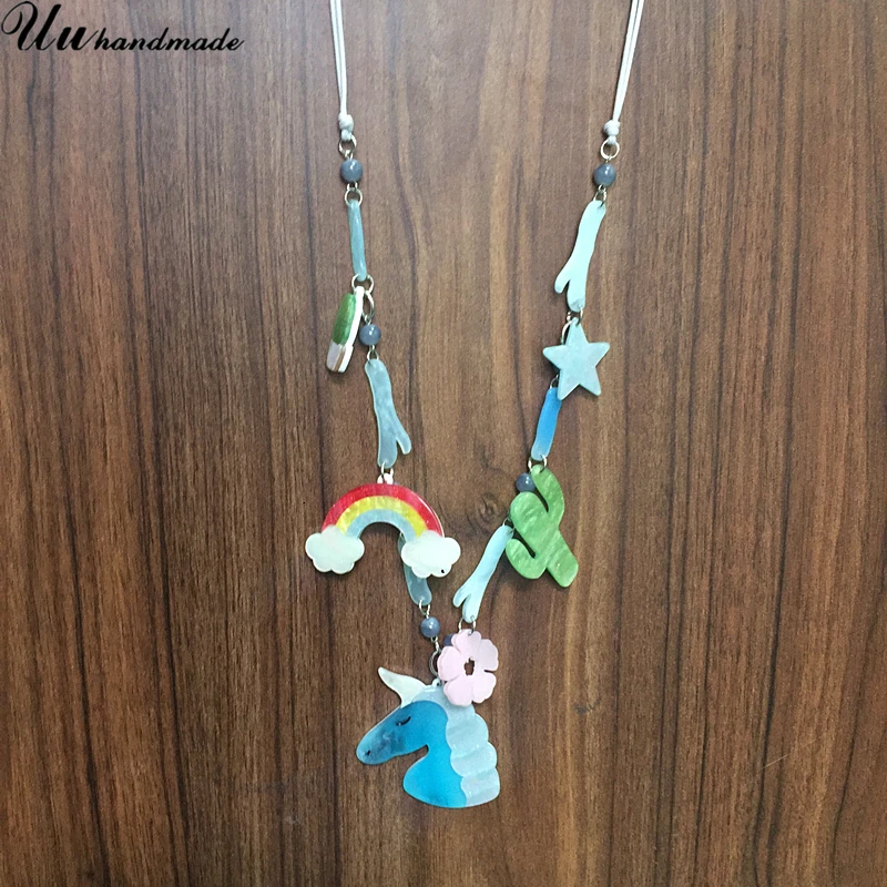 Boho Blue Acrylic Unicorn Necklaces Choker Long rope Chain Necklace Jewelry Colar Kolye collares women Collier Collar Femme 2019
Boho Blue Acrylic Unicorn Necklaces Choker Long rope Chain Necklace Jewelry Colar Kolye collares women Collier Collar Femme 2019