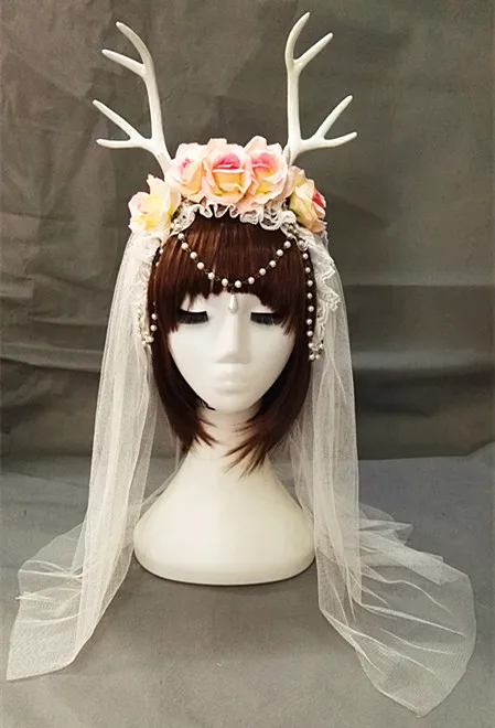 Retro Unique Moose Antlers Headband Halloween Animal Fairy Cosplay Prop Vintage Rose Lace Veil Hair Accessories Handmade
Retro Unique Moose Antlers Headband Halloween Animal Fairy Cosplay Prop Vintage Rose Lace Veil Hair Accessories Handmade