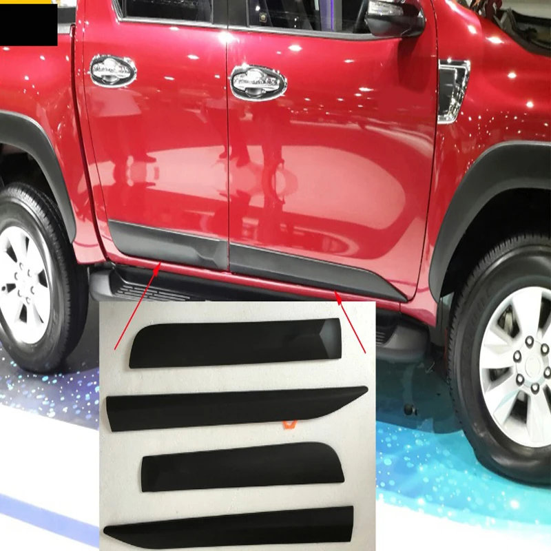 Аксессуары для Hilux, 4 шт., черные боковые комплекты для литья под давлением ABS, отделка для toyota hilux revo 2015-2017, формовка для стайлинга
Аксессуары для Hilux, 4 шт., черные боковые комплекты для литья под давлением ABS, отделка для toyota hilux revo 2015-2017, формовка для стайлинга