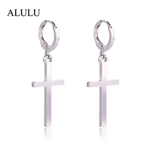Large Gold Cross Earrings And Get Free Shipping On Aliexpress Alulu Large Glossy Cross Dangle Circle Drop Earrings For