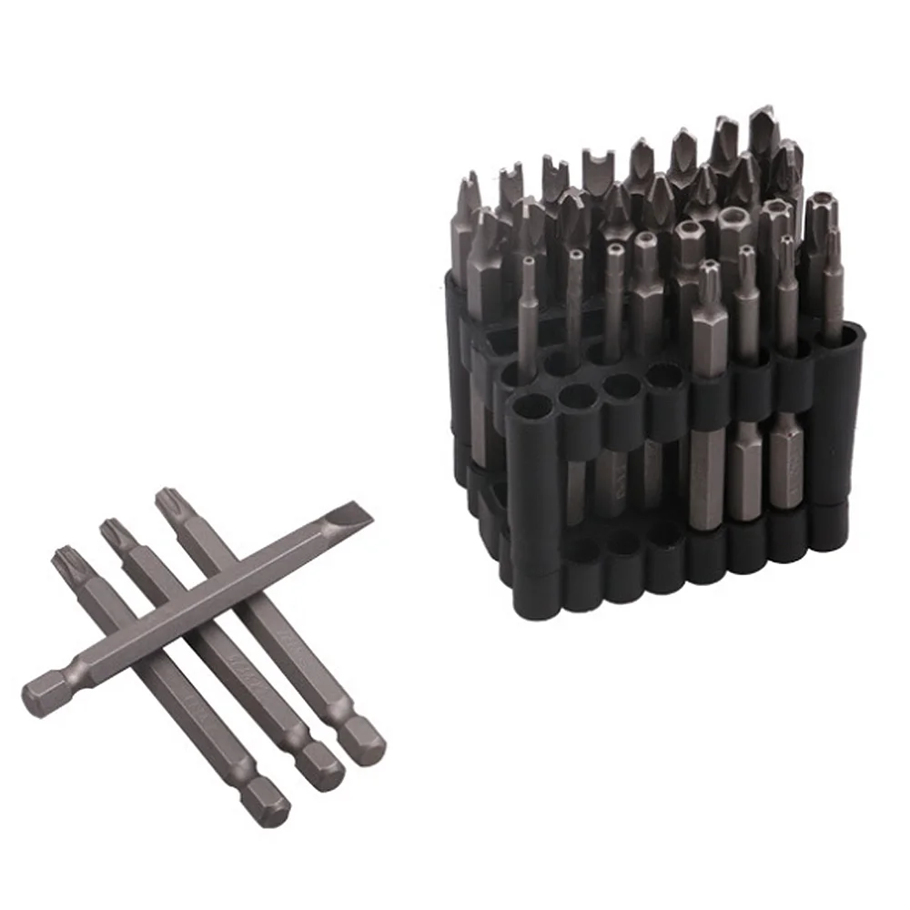 32pcs/bag Durable 45# Steel Super hardness Hollow Screwdriver Bits Set Y-shaped Star Hexagonal Tool