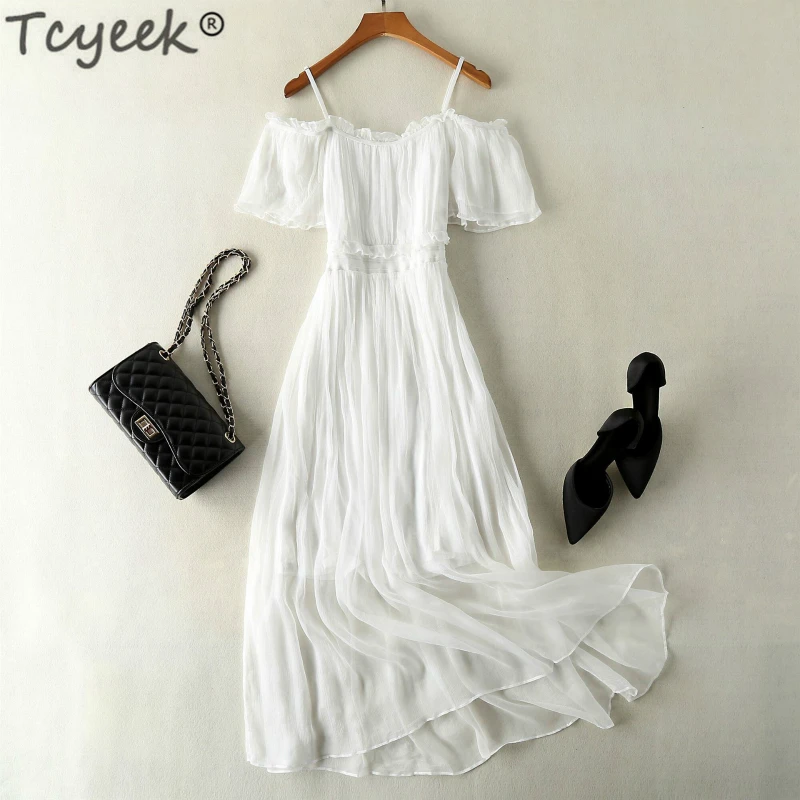 Tcyeek Real Silk Dress Women Long Summer Beach Dress Off Shoulder Ruffle Boho Dresses White Party Pleated Vestidos 2019 LWL1823
Tcyeek Real Silk Dress Women Long Summer Beach Dress Off Shoulder Ruffle Boho Dresses White Party Pleated Vestidos 2019 LWL1823