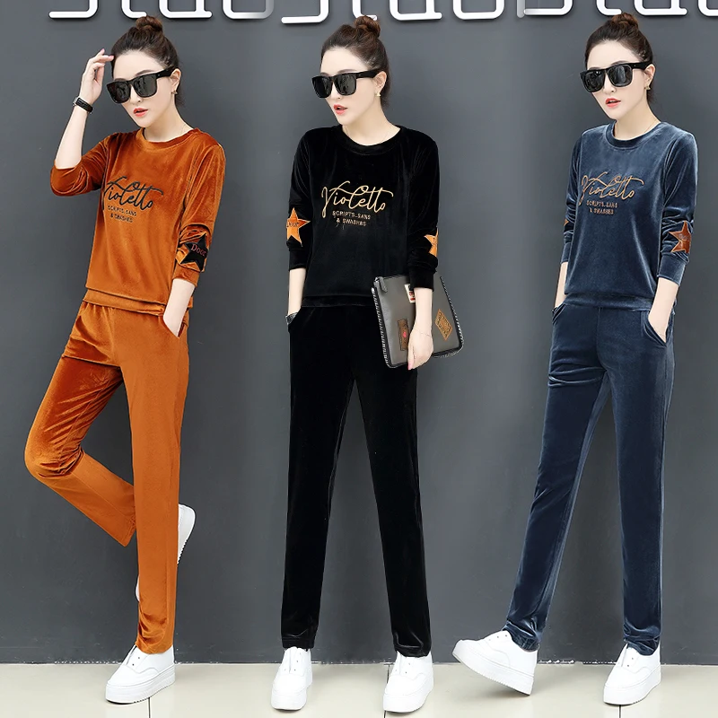 Trending products Women autumn tracksuit Gold velvet classic Womens top and pant set Korean fashion clothing Tops + pants K4208
Trending products Women autumn tracksuit Gold velvet classic Womens top and pant set Korean fashion clothing Tops + pants K4208