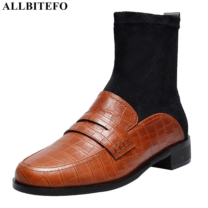 ALLBITEFO fashion brand genuine leather+Elastic material thick heel ankle boots for women high quality party women boots
ALLBITEFO fashion brand genuine leather+Elastic material thick heel ankle boots for women high quality party women boots