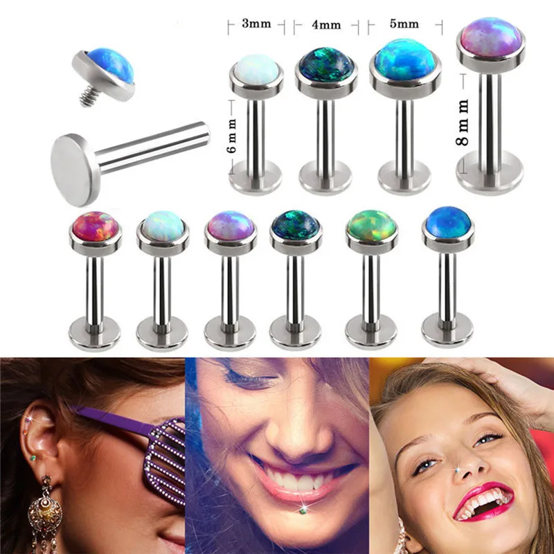 Opals Multicolor Surgical Steel Flat Gem Ear Tragus Helix Piercing Labret Lip Studs Ring Internally Thread Body Jewelry
Opals Multicolor Surgical Steel Flat Gem Ear Tragus Helix Piercing Labret Lip Studs Ring Internally Thread Body Jewelry