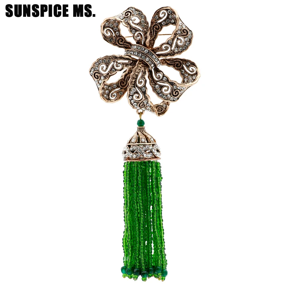 SUNSPICE MS Brand Design Vintage Turkish Women Bead Tassels Bowknot Brooch Antique Gold Color Crystal Corsage Ethinic Jewelry
SUNSPICE MS Brand Design Vintage Turkish Women Bead Tassels Bowknot Brooch Antique Gold Color Crystal Corsage Ethinic Jewelry