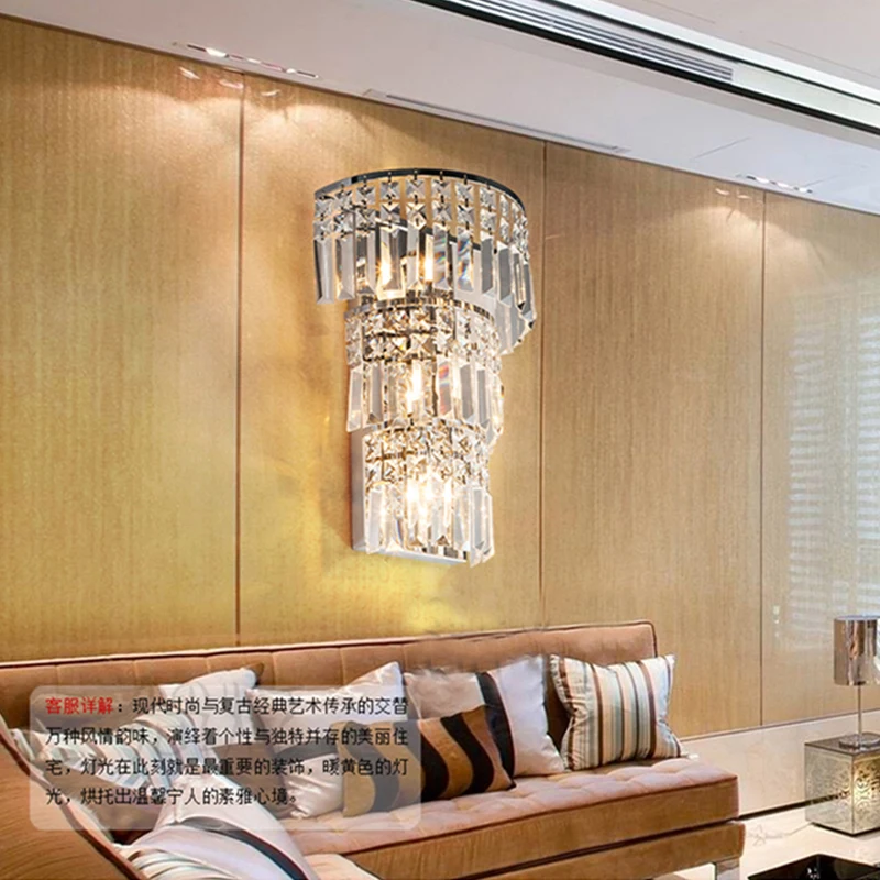 2021 Large Crystal Wall Lamp Living Room Modern Industrial Sconce