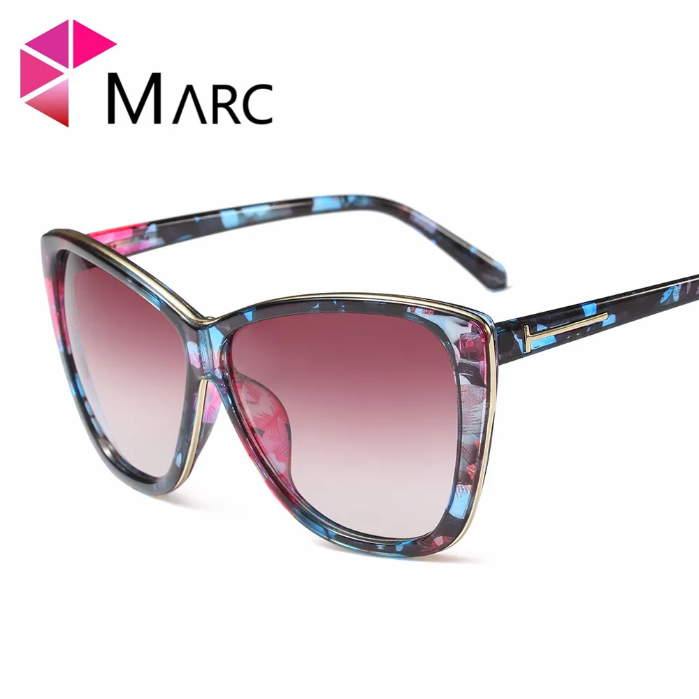 Фото MARC UV400 2018 NEW WOMEN Eyewear designer sunglasses Oculos fashion Gradient Cat eye Leopard White Red Resin goggle | Аксессуары для