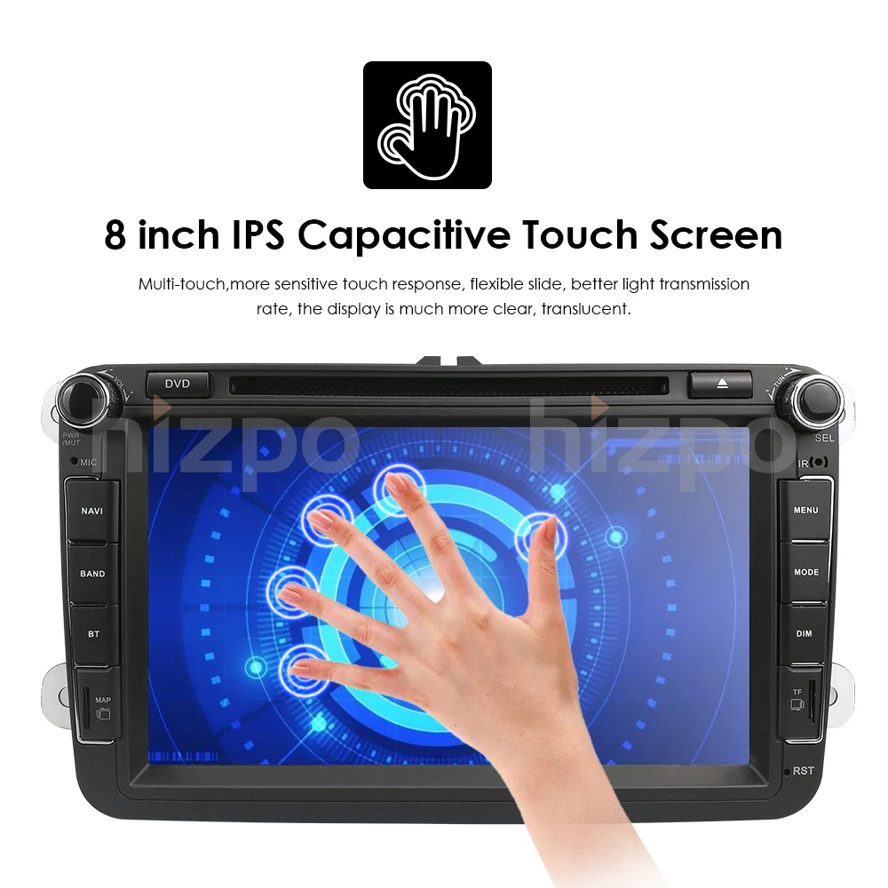 Cheap 8Inch Android 9.0 2 Din IPS Car DVD player For  V W/Golf/Tiguan/Skoda/Fabia/Rapid/Seat/Leon/Skoda Remote control Free camera IGO 15