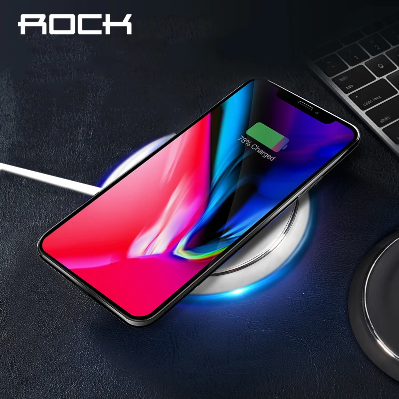 ROCK Qi Беспроводное зарядное устройство для iPhone X 8 Samsung Galaxy Note S8 S7 S6 Edge мобильный