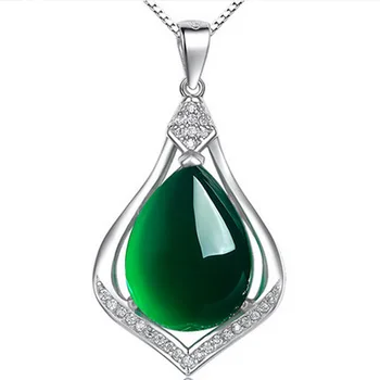 925 Sterling Silver Necklace Pendant Natural semi-precious stones green chalcedony women jewelry girlfriend gift
925 Sterling Silver Necklace Pendant Natural semi-precious stones green chalcedony women jewelry girlfriend gift