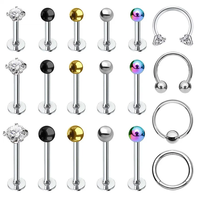16-23PC Tragus Labret Stud Set 16G Nose Helix Monroe Cartilage Spike Steel Bioflex Retainer
16-23PC Tragus Labret Stud Set 16G Nose Helix Monroe Cartilage Spike Steel Bioflex Retainer