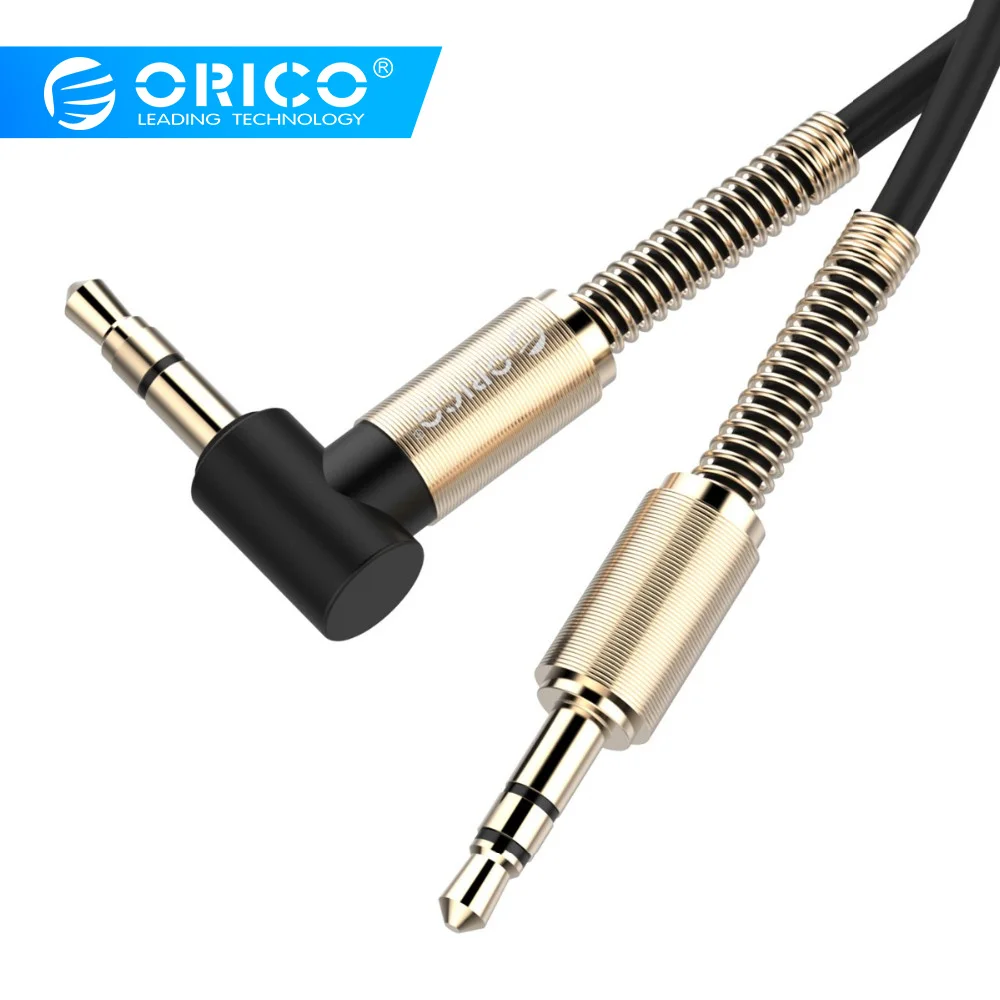 

ORICO AUX Cable 3.5mm Right Angle Aux Cable Male to Male Jack Speaker Gold Cable For Speaker Headphone iPhone Samsung Car MP3/4