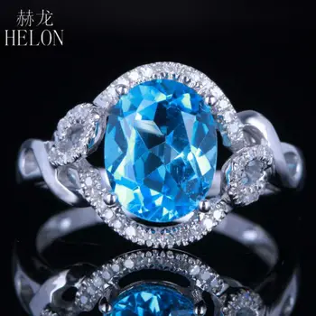 HELON Solid Silver 925 Flawless Oval 10x8mm 2.5ct 100% Genuine Natural Blue Topaz Diamonds Ring Women Engagement Wedding Jewelry
HELON Solid Silver 925 Flawless Oval 10x8mm 2.5ct 100% Genuine Natural Blue Topaz Diamonds Ring Women Engagement Wedding Jewelry