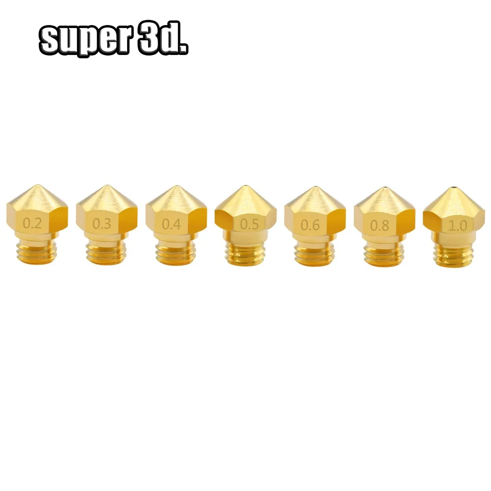 5pcs 3D print parts M7 Brass Nozzle thread MK10 0.2/0.3/0.4/0.5/0.6/0.8/1.0mm for 1.75mm Extruder printer Head accessories
5pcs 3D print parts M7 Brass Nozzle thread MK10 0.2/0.3/0.4/0.5/0.6/0.8/1.0mm for 1.75mm Extruder printer Head accessories