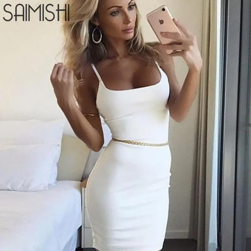 Saimishi Sexy Slim No Trace Mini Dress Women Square Collar Sleeveless Backless Spaghetti Strap Dresses Solid Bandage Club Dress
Saimishi Sexy Slim No Trace Mini Dress Women Square Collar Sleeveless Backless Spaghetti Strap Dresses Solid Bandage Club Dress