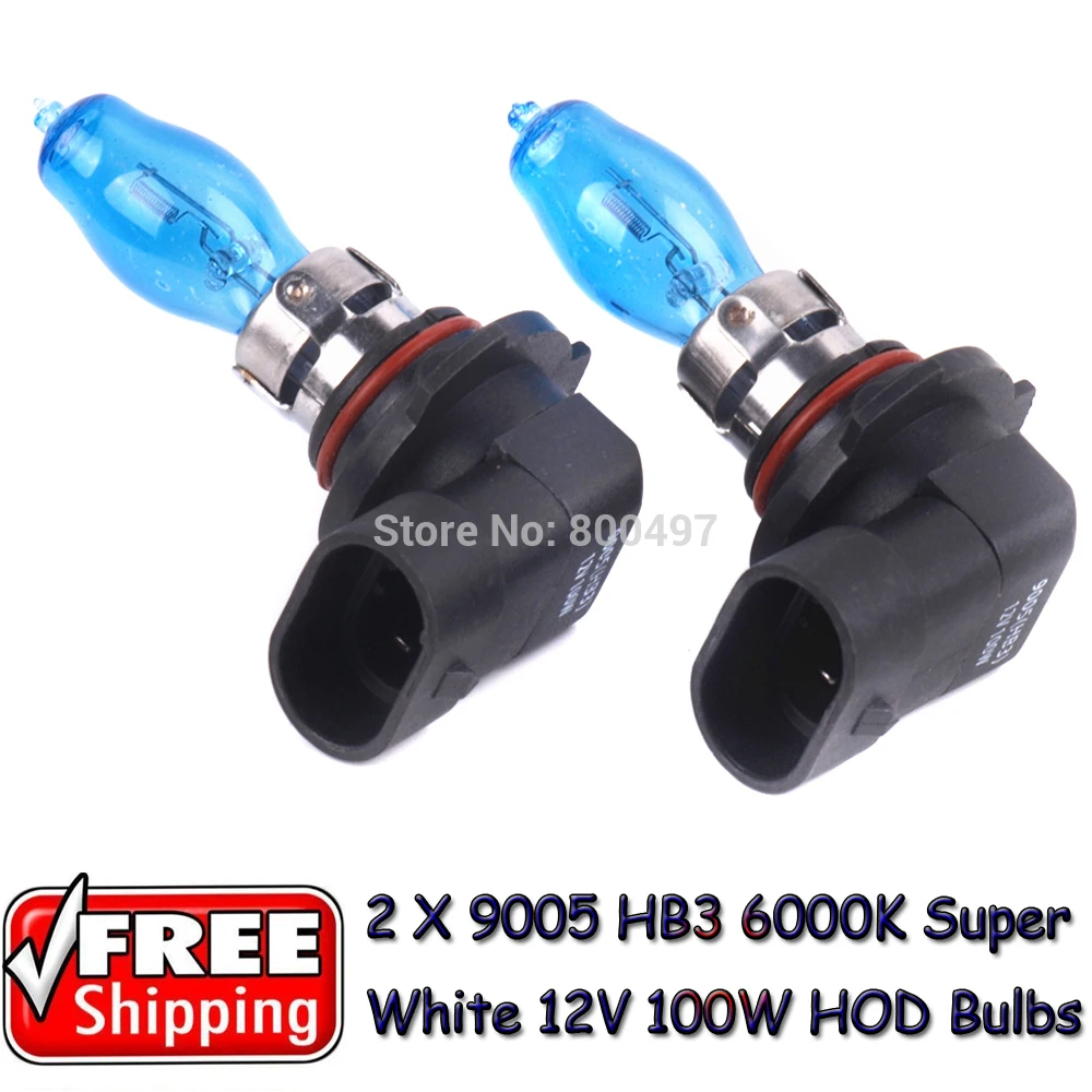 

2 x 9005 HB3 12V 6000K 100W Super White Auto Car HOD Halogen Bulbs Lamps Headlight Bulbs