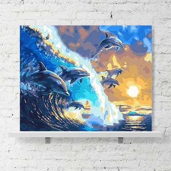 Simple modern sea world leap dolphins corridor porch decorative painting blue big fish mural DIY paint by digital art painting
Simple modern sea world leap dolphins corridor porch decorative painting blue big fish mural DIY paint by digital art painting