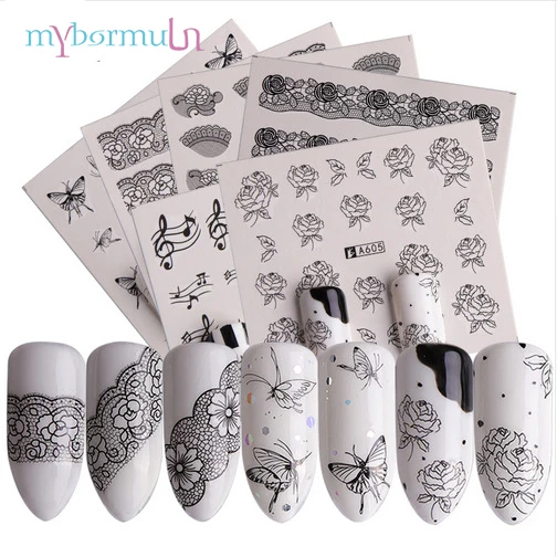 MYBORMULA 40 Sheets Black Lace Pattern, Music note, Flower,Rose Full Warps Water Decals Set DIY Manicure Nail Art Decorations
MYBORMULA 40 Sheets Black Lace Pattern, Music note, Flower,Rose Full Warps Water Decals Set DIY Manicure Nail Art Decorations