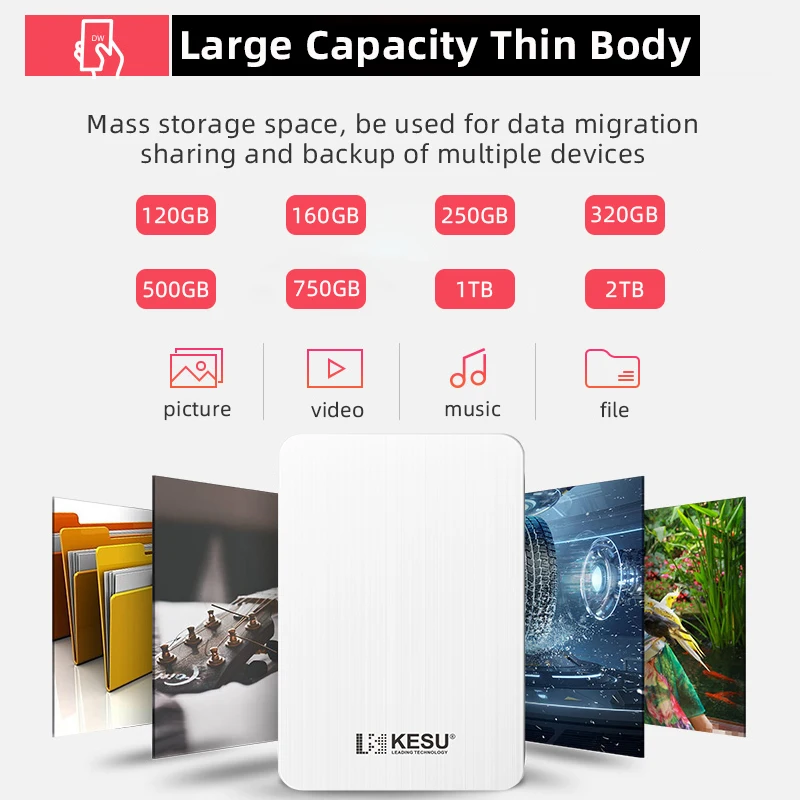 Kesu 2519 2.5’‘ 120G Type C USB 3.1 Hard Drive Disk HD HDD factory directly High Compatible with Mac/Desktop/Laptop/MacBook/Xbox
Kesu 2519 2.5’‘ 120G Type C USB 3.1 Hard Drive Disk HD HDD factory directly High Compatible with Mac/Desktop/Laptop/MacBook/Xbox