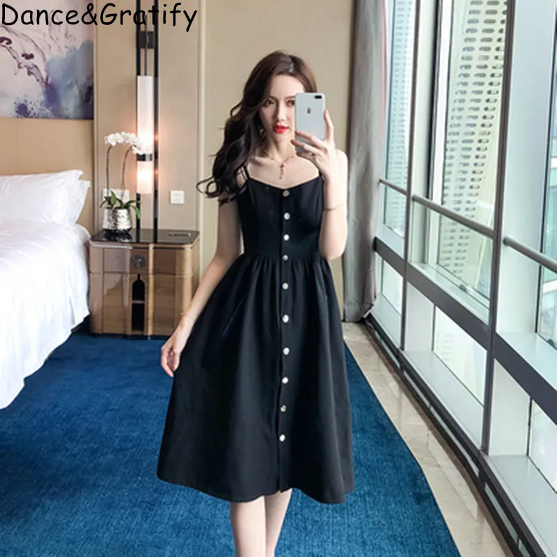 Casual Spaghetti Strap Single Breasted Dress Ladies V Neck Backless Tunic High Waist A Line Midi Dresses 2018 Sexy New
Casual Spaghetti Strap Single Breasted Dress Ladies V Neck Backless Tunic High Waist A Line Midi Dresses 2018 Sexy New