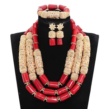 Quality Red Real Coral Beads Bridal Jewelry Set 3 Layers Wine Red and Gold Costume Statement Women Jewelry Set Gift CNR217
Quality Red Real Coral Beads Bridal Jewelry Set 3 Layers Wine Red and Gold Costume Statement Women Jewelry Set Gift CNR217