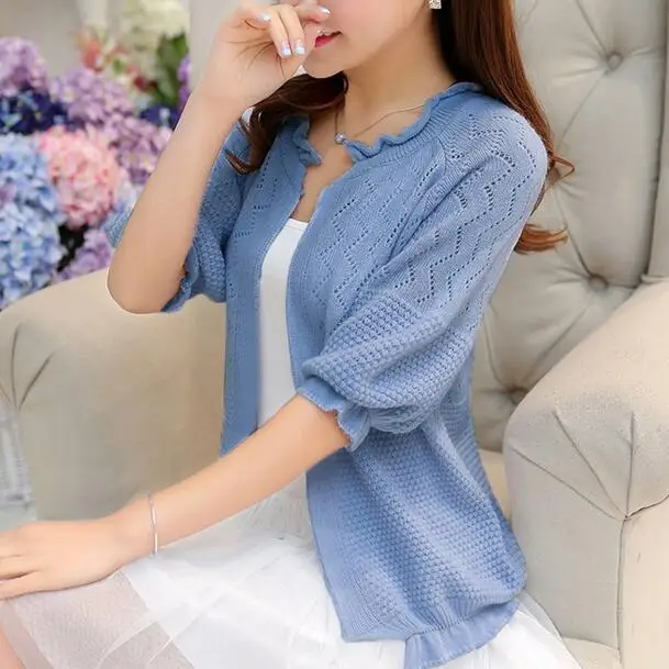 Women Casual Vintage Solid Color Female Cardigan Outerwear Short Sweater Lady Style 1/2 Sleeve Cardigan Coats Cute DF207
Women Casual Vintage Solid Color Female Cardigan Outerwear Short Sweater Lady Style 1/2 Sleeve Cardigan Coats Cute DF207