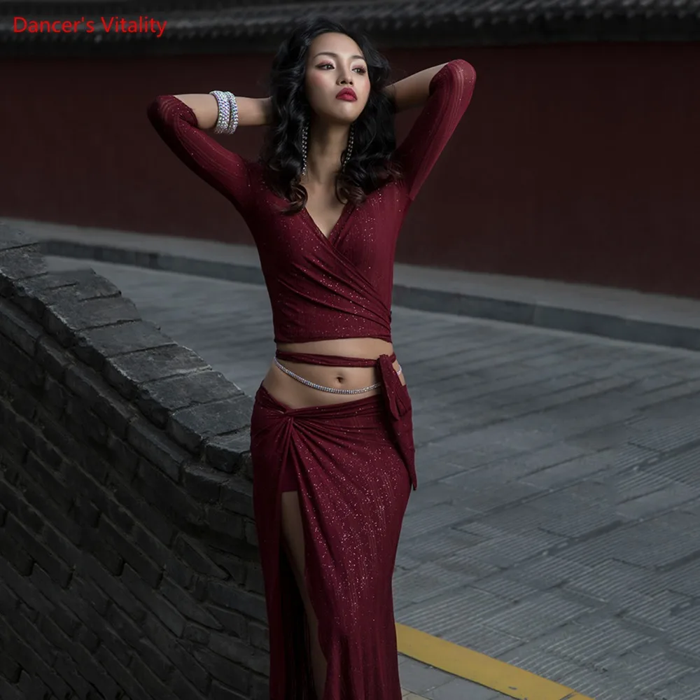 Dance Costume Warm Set of 2 items Dancer Practice Clothing Free Deep v Collar Top+Split Long Skirt Sexy Belly dance Set
Dance Costume Warm Set of 2 items Dancer Practice Clothing Free Deep v Collar Top+Split Long Skirt Sexy Belly dance Set