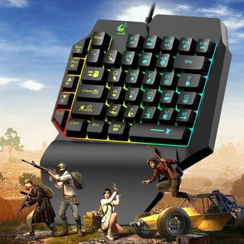 ZELOTES T15 Wired Gaming Keypad with LED Backlight 39 Keys One-handed Membrane Keyboard for LOL/PUBG/CF