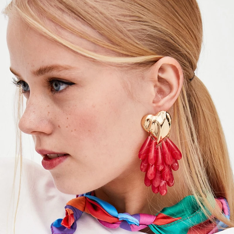 Bohemian Resin Charm Dangle Statement Tassel Earrings Bijoux Fringed Metal Heart Earrings 2019 ZA Ethnic Earrings For Women
Bohemian Resin Charm Dangle Statement Tassel Earrings Bijoux Fringed Metal Heart Earrings 2019 ZA Ethnic Earrings For Women