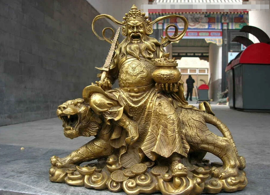 Collectible bronze S2483 15" Tibetan Folk brass Copper valiant money plutus ride on tiger Buddha statue (B0328) 
Collectible bronze S2483 15" Tibetan Folk brass Copper valiant money plutus ride on tiger Buddha statue (B0328)