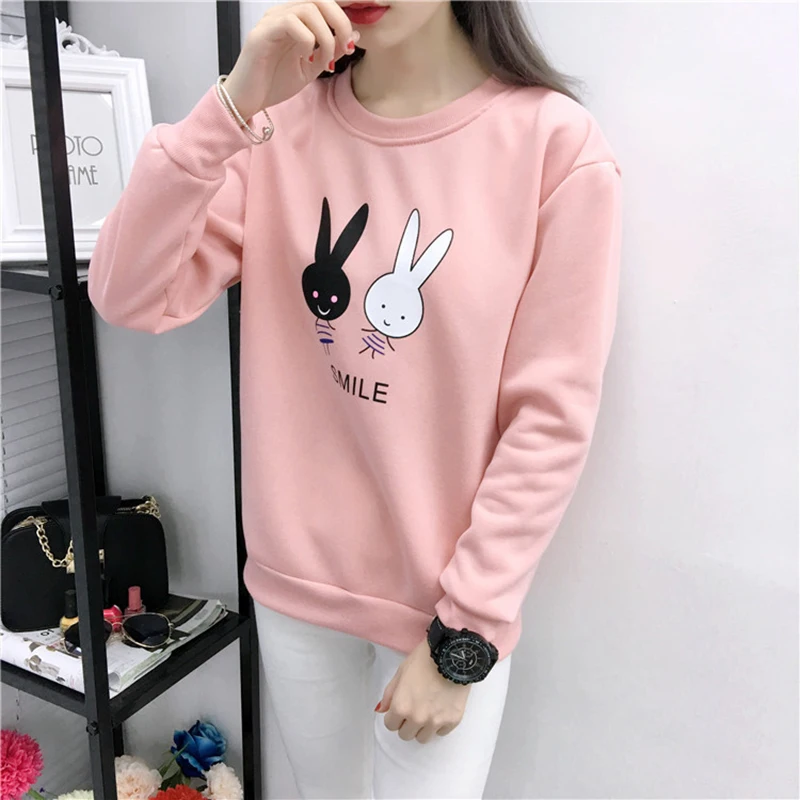 2019 new loose cartoon rabbit sweatshirt autumn dress round neck ladies long-sleeved pullover women's minimalist pattern shirt
2019 new loose cartoon rabbit sweatshirt autumn dress round neck ladies long-sleeved pullover women's minimalist pattern shirt