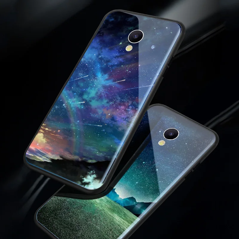 

Glossy Space Planet Stars Case For Meizu M6s mblu S6 Luxury Luxury Glass Hard Back Cover For Meizu M6s 5.7" Cases Coque