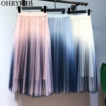 OHRYIYIE Summer Gradient Color Tulle Skirt Women 2020 New Fashion Patchwork Pleated Skirts Female Tutu Skirt Jupe Longue Femme
OHRYIYIE Summer Gradient Color Tulle Skirt Women 2020 New Fashion Patchwork Pleated Skirts Female Tutu Skirt Jupe Longue Femme