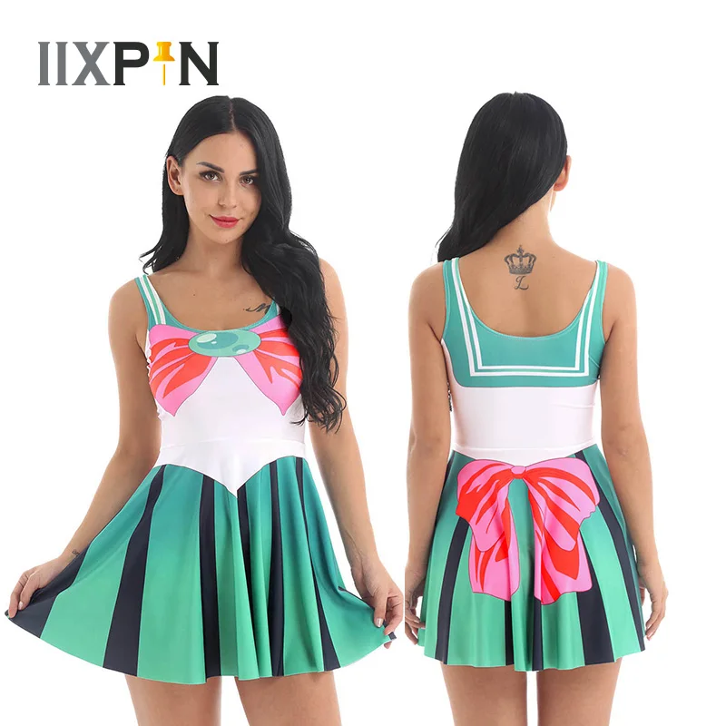 Girls Sailor Moon Skater Dress Women Sailor School Cosplay Costume U-neck Sleeveless Stretchy Anime Cosplay Costume Mini Skirt
Girls Sailor Moon Skater Dress Women Sailor School Cosplay Costume U-neck Sleeveless Stretchy Anime Cosplay Costume Mini Skirt