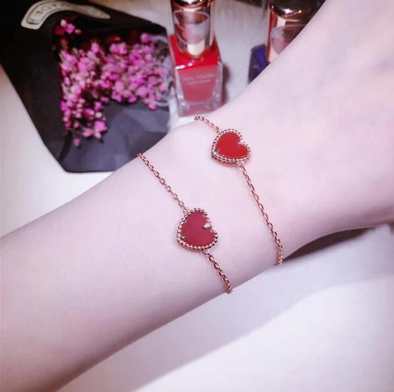Kainier Luxury Rose Gold Plated Micro Mosaic Red Agate Heart Bracelet S925 Sterling Silver Bracelets for Women Fine Jewelry
Kainier Luxury Rose Gold Plated Micro Mosaic Red Agate Heart Bracelet S925 Sterling Silver Bracelets for Women Fine Jewelry