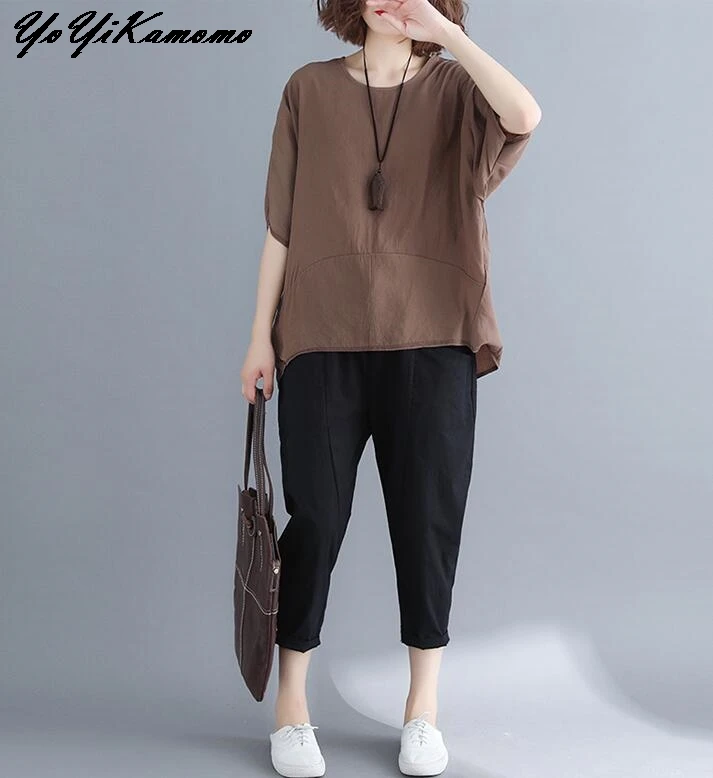 YoYiKamomo Women Big Size Shirt Summer Cotton Original Thin Leisure Short Sleeve T-shirt Casual Loose Women Fashion Tops
YoYiKamomo Women Big Size Shirt Summer Cotton Original Thin Leisure Short Sleeve T-shirt Casual Loose Women Fashion Tops