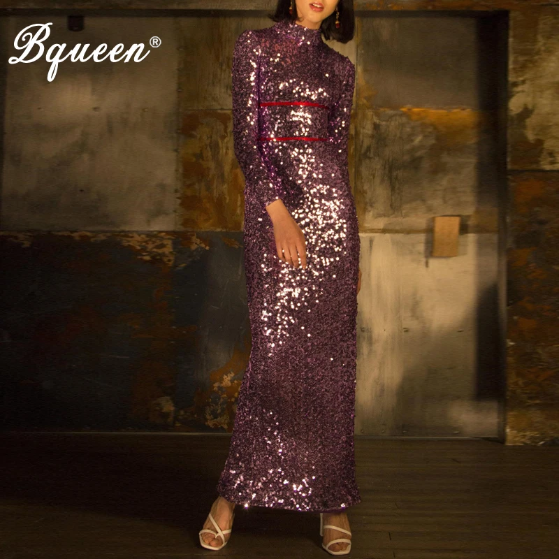 Bqueen New Women Fashion Sexy Stand Neck Sequined Long Sleeve Floor Length Dress Party Split Bandage Vestidos 2019
Bqueen New Women Fashion Sexy Stand Neck Sequined Long Sleeve Floor Length Dress Party Split Bandage Vestidos 2019