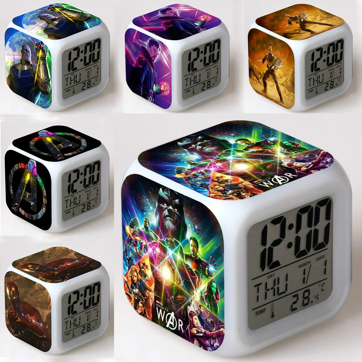Marvel The Avengers 3 Infinity War Led Light 7 Colors Change Alarm Clock Thanos Iron Man Home Spiderman Decor Action Figure Toy
Marvel The Avengers 3 Infinity War Led Light 7 Colors Change Alarm Clock Thanos Iron Man Home Spiderman Decor Action Figure Toy