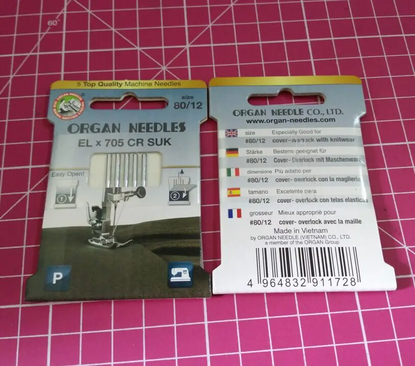 ORGAN NEEDLE ELx705 SUK 705 2022 medium ball point GOOD FOR COVER-OVERLOCK WITH KNITWEAR (1PACK =5PCS)
ORGAN NEEDLE ELx705 SUK 705 2022 medium ball point GOOD FOR COVER-OVERLOCK WITH KNITWEAR (1PACK =5PCS)