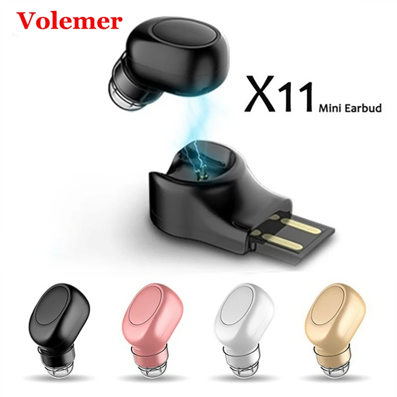 

Volemer X11 Mini Bluetooth Wireless Earphone Invisible Earbud In Ear Handsfree Magnetic Usb Charging Earpiece With Mic For Phone