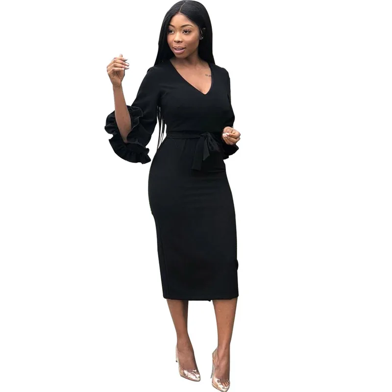 Autumn Dress Women 2018 Elegant New Arrival Runway Sexy V Neck Stretch Bodycon Fashion Below Knee African Cocktail Midi Dress
Autumn Dress Women 2018 Elegant New Arrival Runway Sexy V Neck Stretch Bodycon Fashion Below Knee African Cocktail Midi Dress