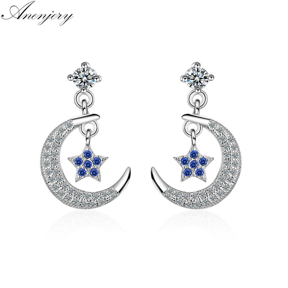 Anenjery New Luxury Micro CZ Moon Star Tassel Earrings For Women Girl 925 Sterling Silver Earrings boucle d'oreille S-E607
Anenjery New Luxury Micro CZ Moon Star Tassel Earrings For Women Girl 925 Sterling Silver Earrings boucle d'oreille S-E607
