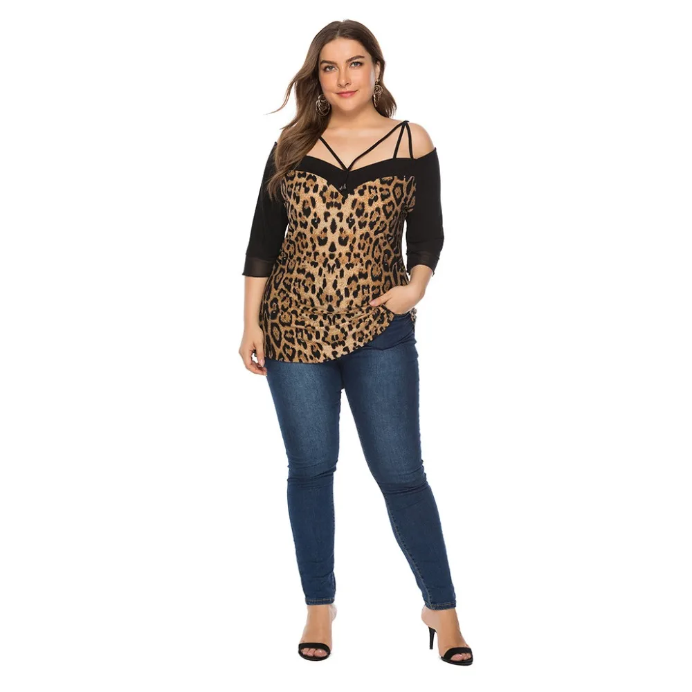 Women Top Plus Size 5XL Slash neck Half-Sleeved Sling Leopard Stitching Casual Top Summer ladies tops blusa verano mujer 15#
Women Top Plus Size 5XL Slash neck Half-Sleeved Sling Leopard Stitching Casual Top Summer ladies tops blusa verano mujer 15#