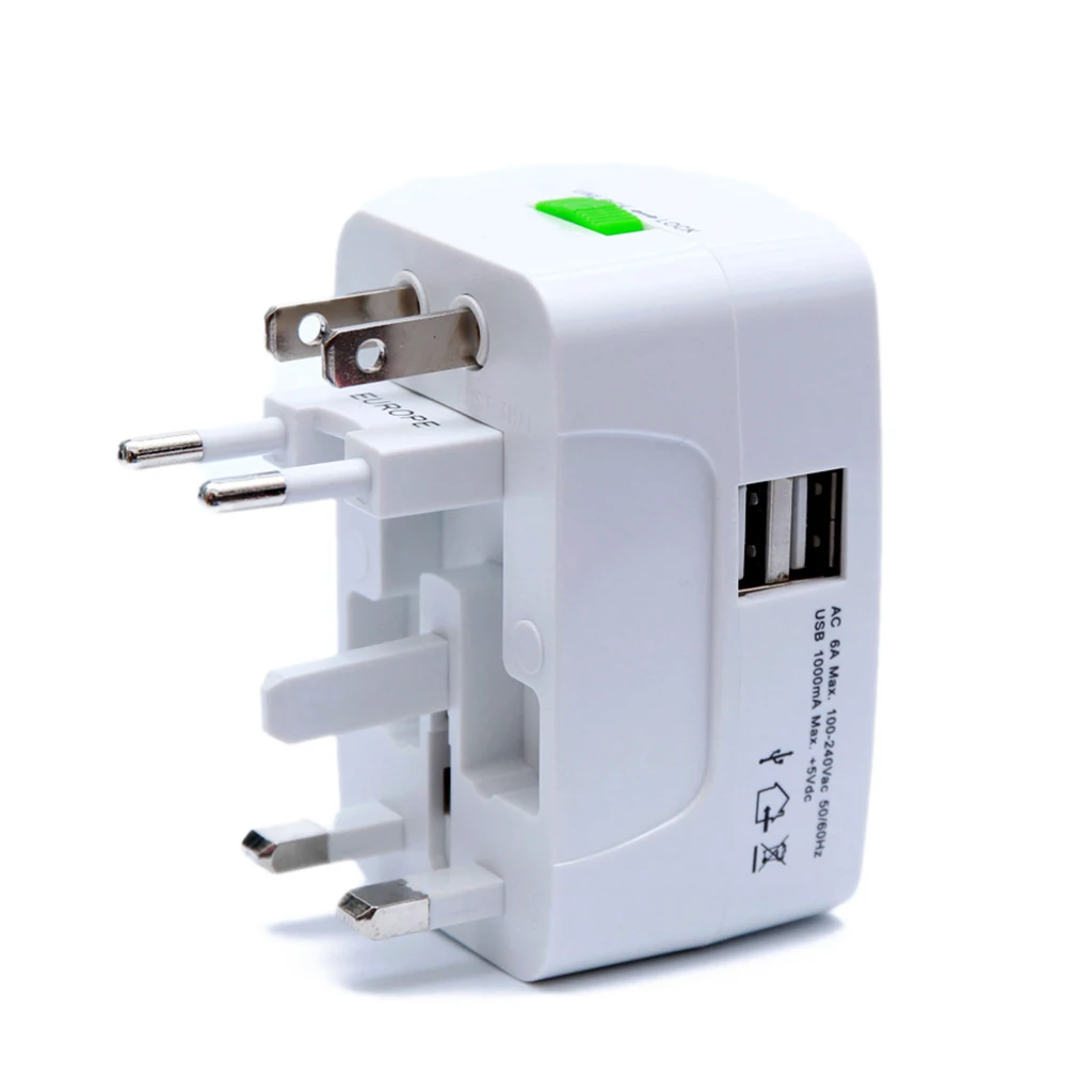 All in One Universal International Plug Adapter 2 USB Port World Travel AC Power Charger Adapter AU US UK EU Converter
All in One Universal International Plug Adapter 2 USB Port World Travel AC Power Charger Adapter AU US UK EU Converter