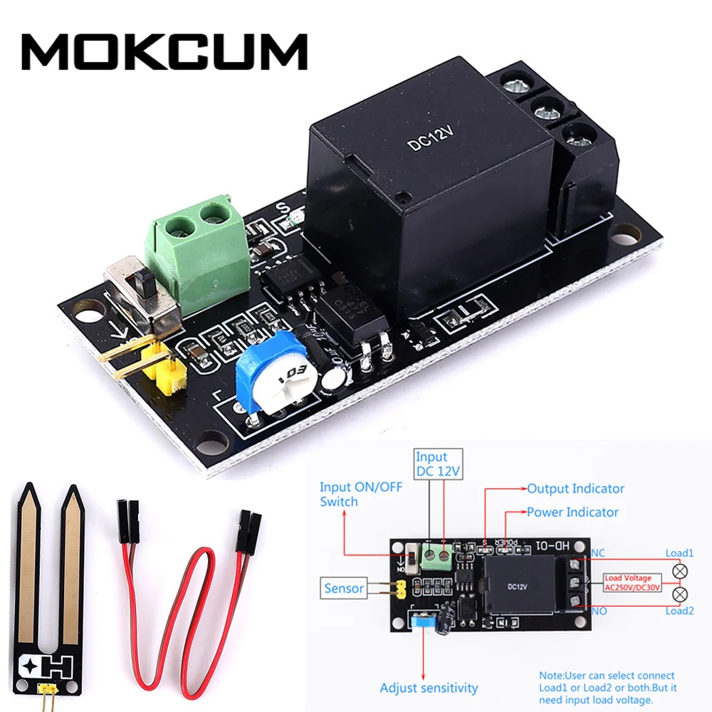 DC 12V Soil Humidity Sensor Moisture Controller Automatic Watering Relay Module Soil moisture relay module
DC 12V Soil Humidity Sensor Moisture Controller Automatic Watering Relay Module Soil moisture relay module