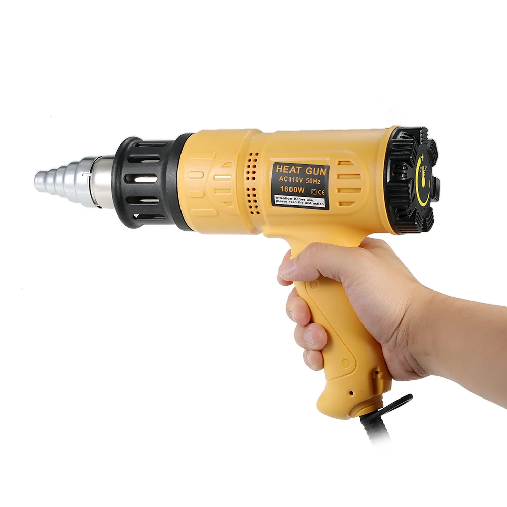 1800W Industrial Fast Heating Air Gun Adjustable Temperature Speed Hot Heat Shrink Blower Tool with 4 Nozzles AC110V US PlugH52
1800W Industrial Fast Heating Air Gun Adjustable Temperature Speed Hot Heat Shrink Blower Tool with 4 Nozzles AC110V US PlugH52