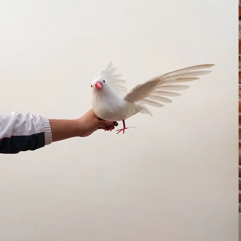 Искусственные белые крылья искусственный полиэтилен и мех стоящая кукла-голубь