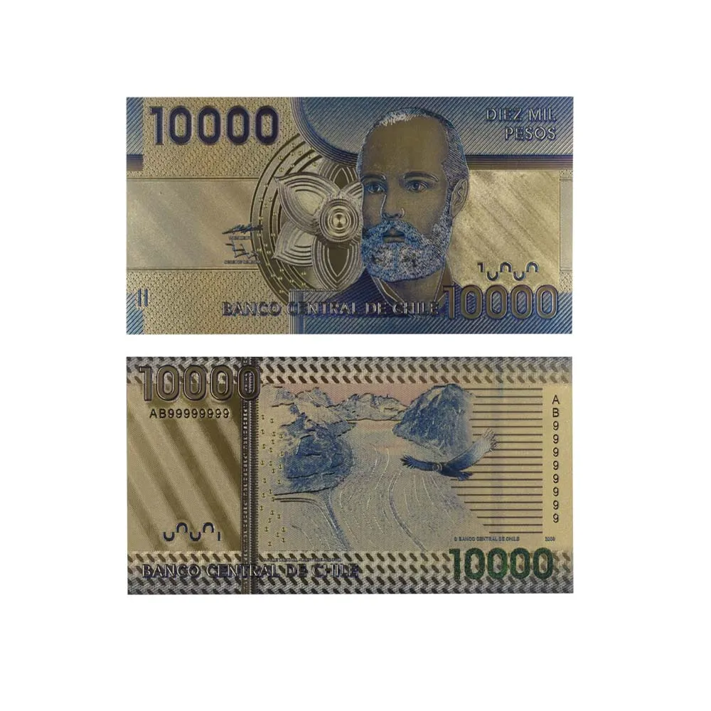 New Product Paper Money Chile Gold Banknotes 24k Gold Banknote Home Decorative Gold Foil Colorful Chile Note Fake Money Bills
New Product Paper Money Chile Gold Banknotes 24k Gold Banknote Home Decorative Gold Foil Colorful Chile Note Fake Money Bills